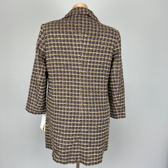 Terry Lewis Classic Luxuries Womens Plus Tweed Coat Gray Yellow Pink size 1X - Picture 8 of 14